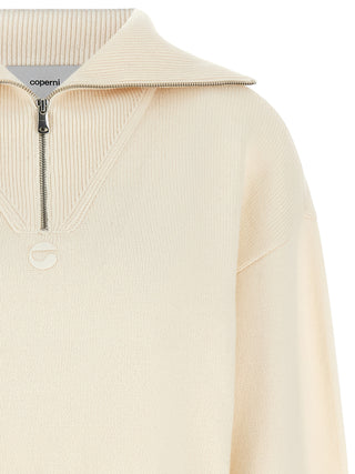 Coperni Cropped Half-Zip Cashmere Sweater
