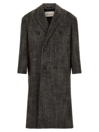 Ami Paris Herringbone Virgin Wool Long Coat