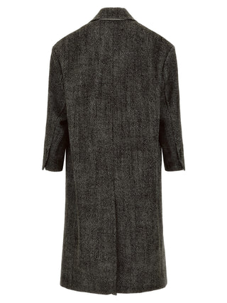 Ami Paris Herringbone Virgin Wool Long Coat