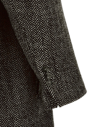 Ami Paris Herringbone Virgin Wool Long Coat