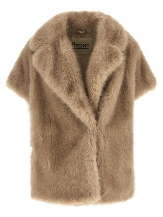Herno Tocco Short-Sleeved Faux Fur Coat