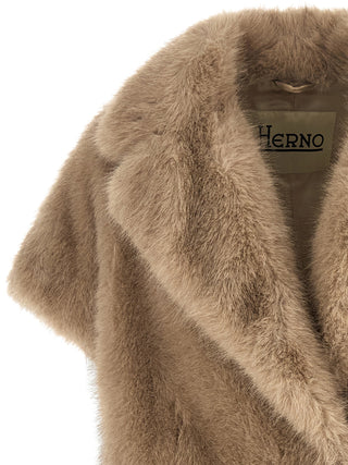 Herno Tocco Short-Sleeved Faux Fur Coat
