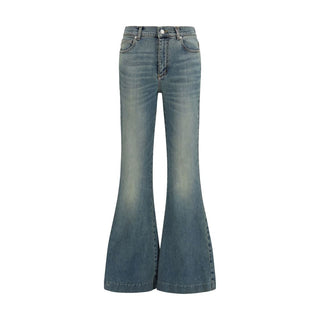 Alexander McQueen Blue Cotton Flared Jeans