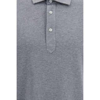 Brunello Cucinelli Gray Cotton Polo Shirt