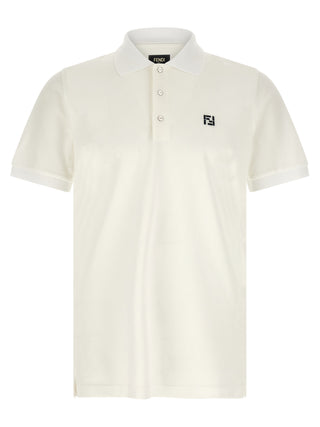 Fendi White Cotton Polo Shirt