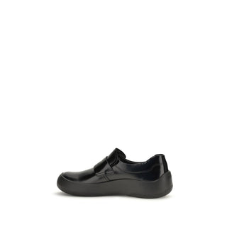 Prada Black Calf Leather Bos Taurus Slip-On Loafers