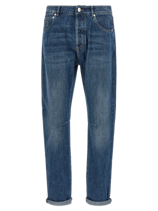 Brunello Cucinelli Blue Cotton Straight-Leg Jeans