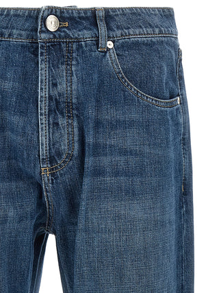 Brunello Cucinelli Blue Cotton Straight-Leg Jeans
