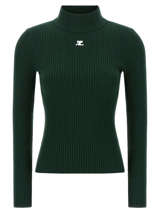 Courrèges Reedition Rib Knit Turtleneck Sweater