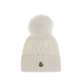 Moncler White Wool Oves Aries Beanie