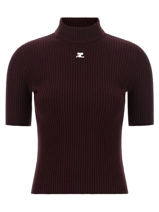 Courrèges Reedition Short Sleeve Ribbed Sweater