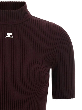 Courrèges Reedition Short Sleeve Ribbed Sweater