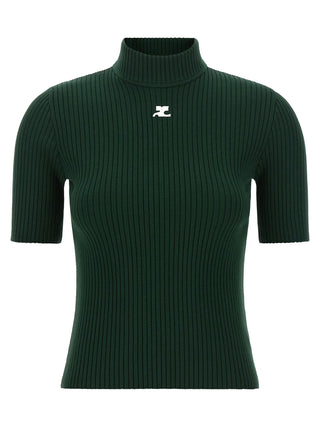 Courrèges Reedition Short Sleeve Turtleneck Sweater