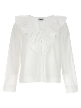 Ganni White Cotton Blouse