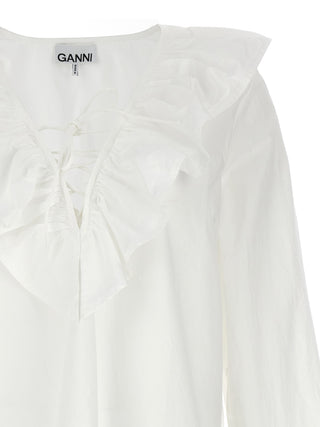 Ganni White Cotton Blouse