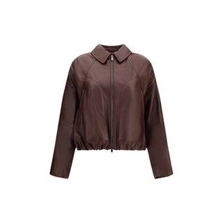 Brunello Cucinelli Bordeaux Lamb Ovis Aries Leather Jacket