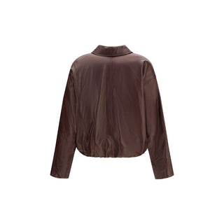 Brunello Cucinelli Bordeaux Lamb Ovis Aries Leather Jacket