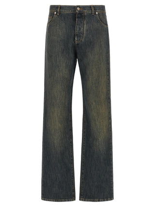 Fendi Blue Cotton Straight-Leg Jeans