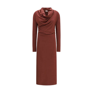 Brunello Cucinelli Bordeaux Wool Oves Aries Casual Dress