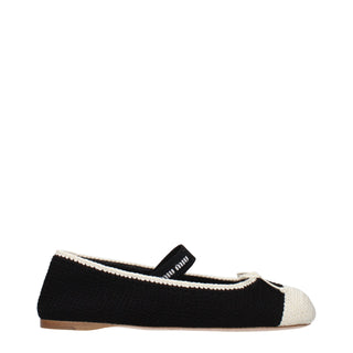 Miu Miu Black Fabric Ballet Flats