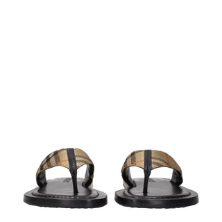 Burberry Beige Fabric Flip-Flop Sandals