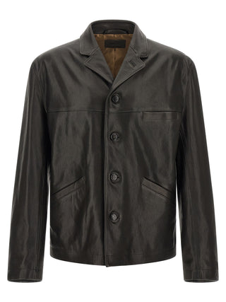 Lemaire Black Calfskin Leather Jacket