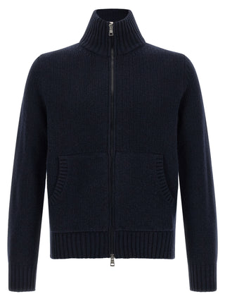 Moncler Blue Virgin Wool Cardigan