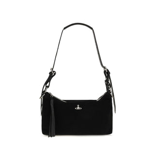 Vivienne Westwood Black Suede Leather Shoulder Bag