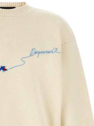 Dsquared² White Wool Cardigan
