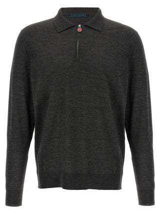 Kiton Gray Wool Polo Shirt