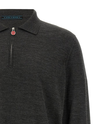 Kiton Gray Wool Polo Shirt