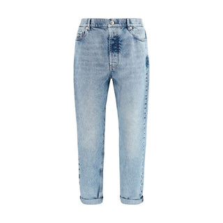 Brunello Cucinelli Blue Cotton Straight-Leg Jeans