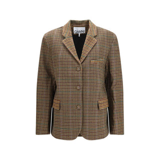 Ganni Brown Recycled Wool Blazer