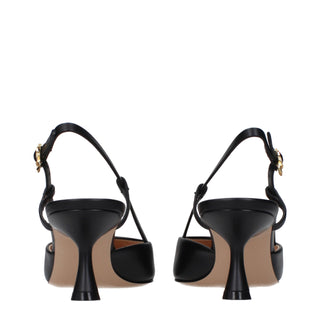 Gianvito Rossi Black Leather Mid Heel Pumps
