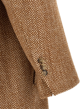 Ami Paris Herringbone Virgin Wool Coat