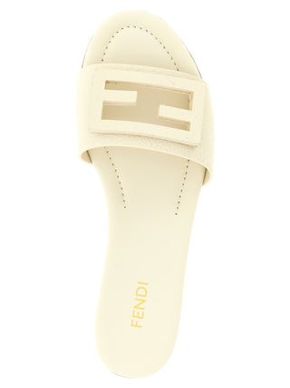 Fendi White Calfskin Slides