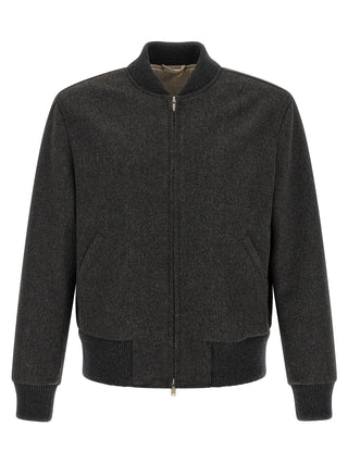 Lardini Gray Virgin Wool Bomber