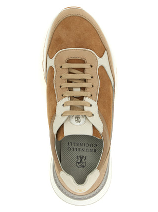Brunello Cucinelli Beige Calfskin Low Top Sneakers
