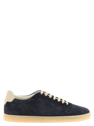 Brunello Cucinelli Blue Calfskin Low Top Sneakers