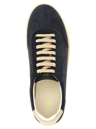 Brunello Cucinelli Blue Calfskin Low Top Sneakers