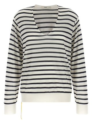 Fendi Bicolor Virgin Wool Cardigan