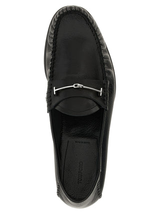 Tom Ford Black Goatskin Slip-On Loafers