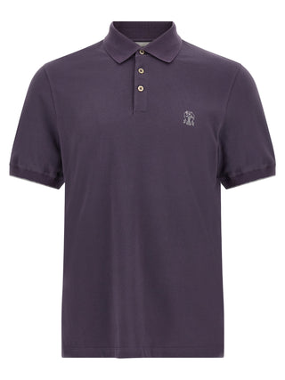 Brunello Cucinelli Purple Cotton Polo Shirt