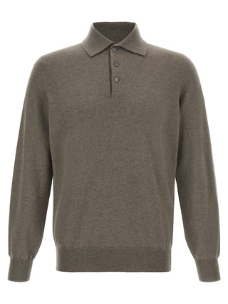 Brunello Cucinelli Bicolor Cashmere Polo Shirt