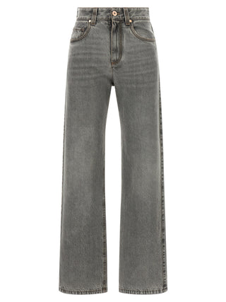 Brunello Cucinelli Gray Cotton Straight-Leg Jeans
