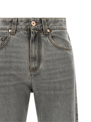 Brunello Cucinelli Gray Cotton Straight-Leg Jeans