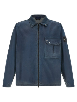 Stone Island Blue Cotton Blouse