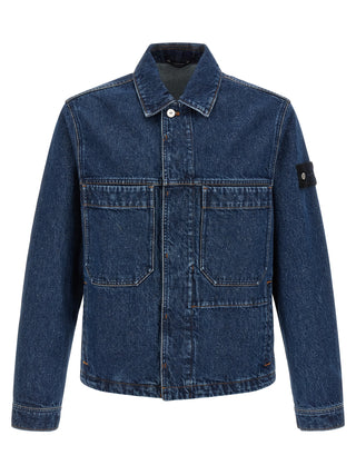 Stone Island Blue Cotton Denim Jacket