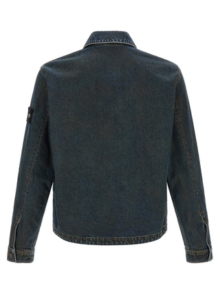 Stone Island Blue Cotton Denim Jacket