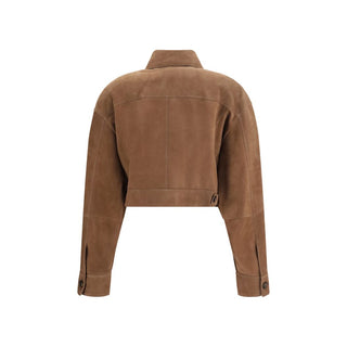 Brunello Cucinelli Brown Calf Leather Bos Taurus Leather Jacket